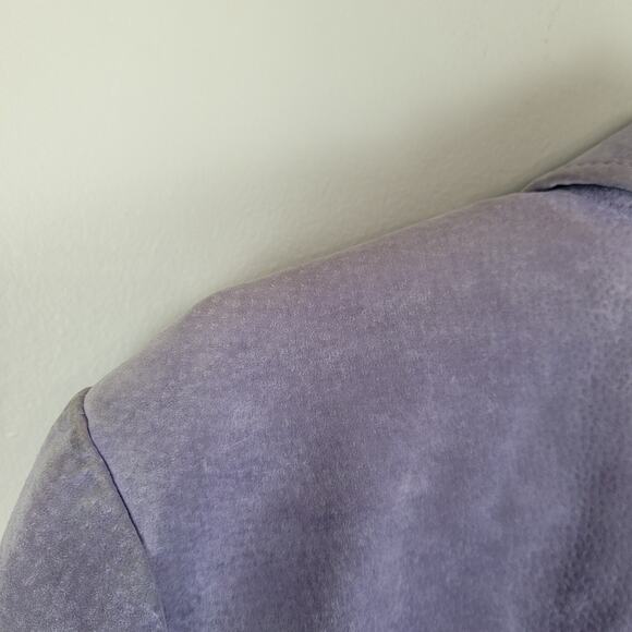NWT Live a Little Womens M Lavender Suede Leather Jacket Floral Accent Blazer - Picture 6 of 7